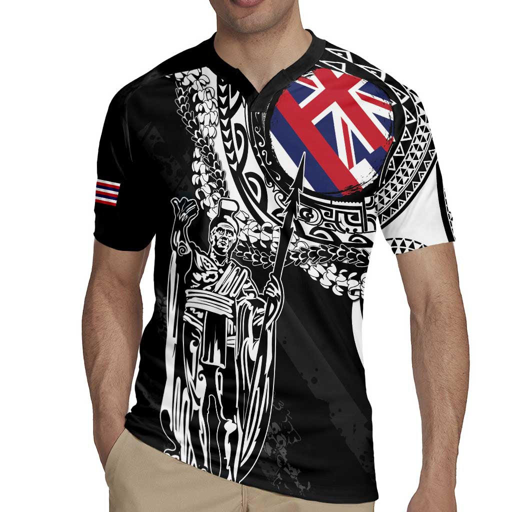 Hawaii King Flag Rugby Jersey Hawaiian Maile Lei - Polynesian Pride
