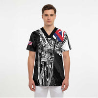 Hawaii King Flag Scrub Top Hawaiian Maile Lei - Polynesian Pride
