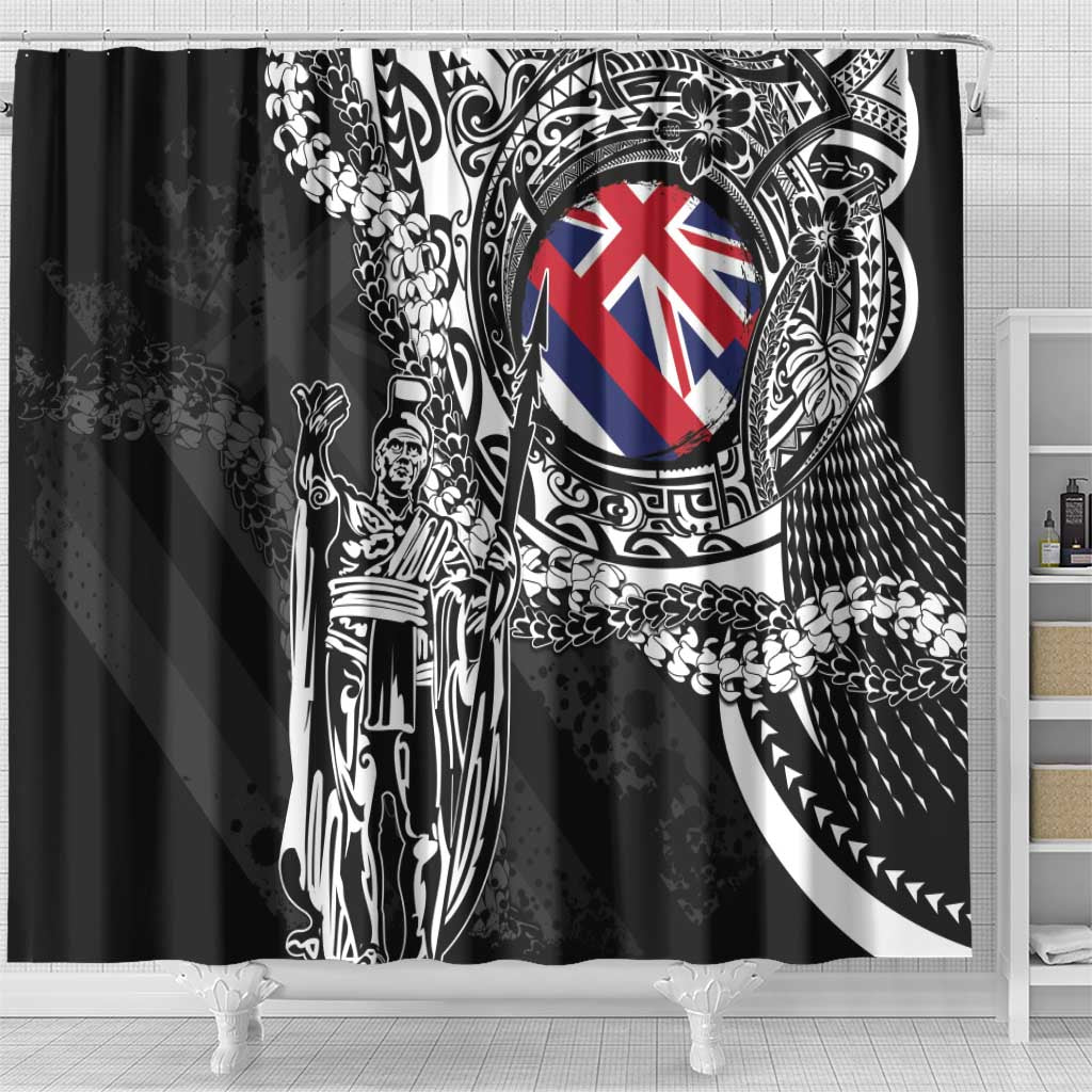 Hawaii King Flag Shower Curtain Hawaiian Maile Lei - Polynesian Pride