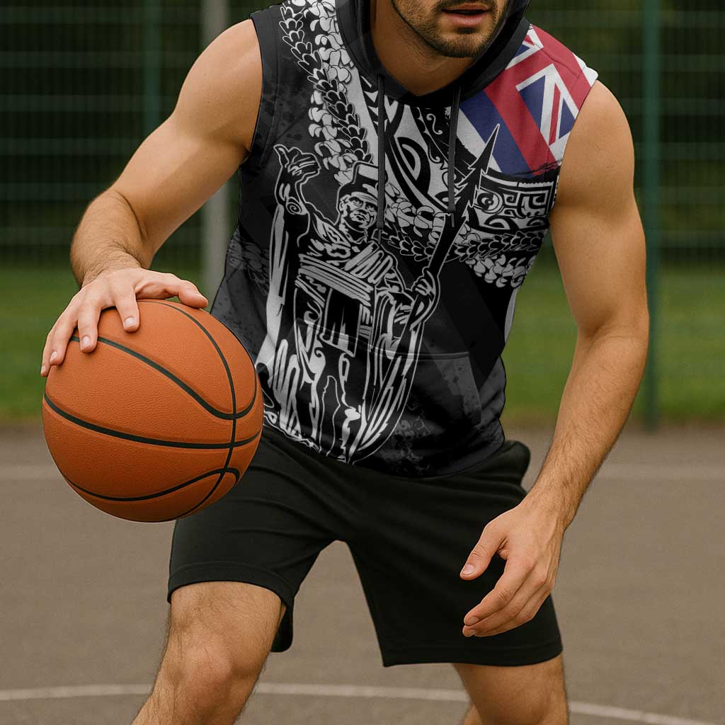 Hawaii King Flag Sleeveless Hoodie Hawaiian Maile Lei - Polynesian Pride