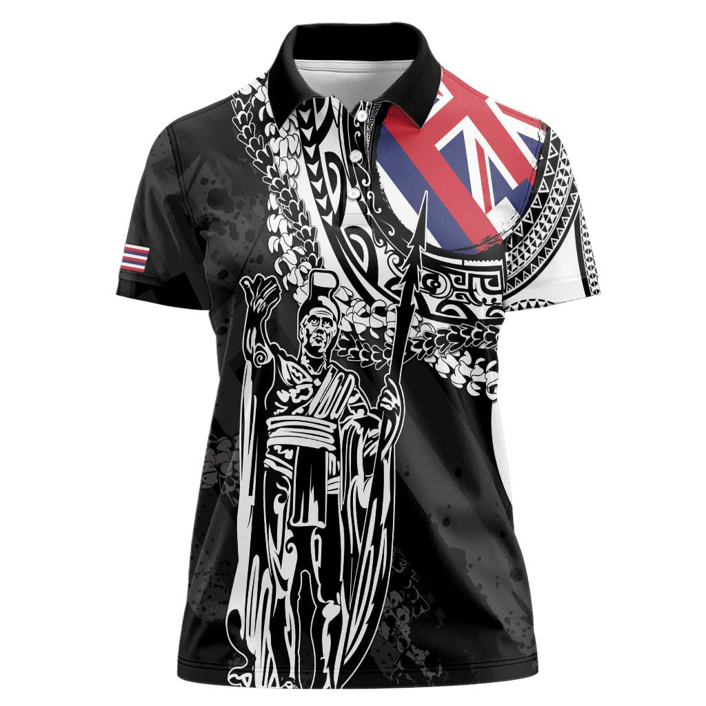 Hawaii King Flag Women Polo Shirt Hawaiian Maile Lei - Polynesian Pride
