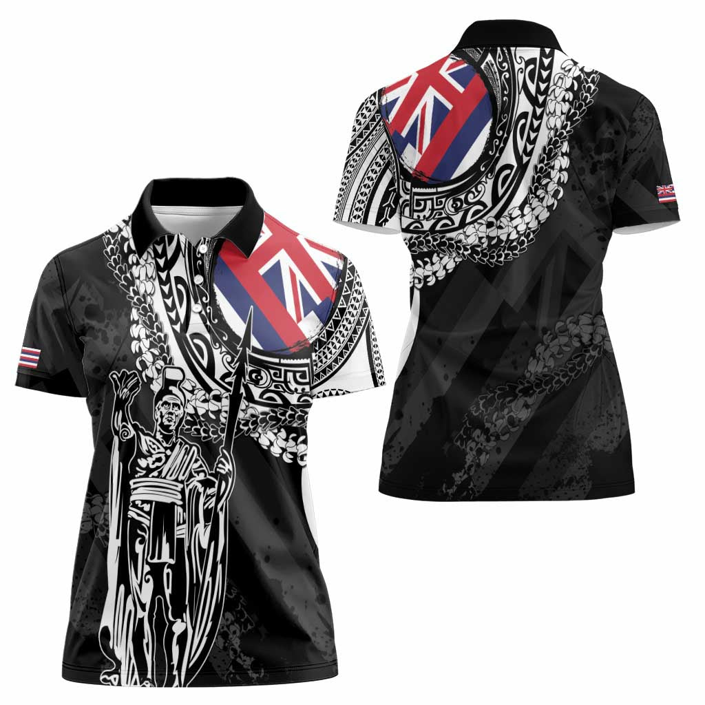 Hawaii King Flag Women Polo Shirt Hawaiian Maile Lei - Polynesian Pride