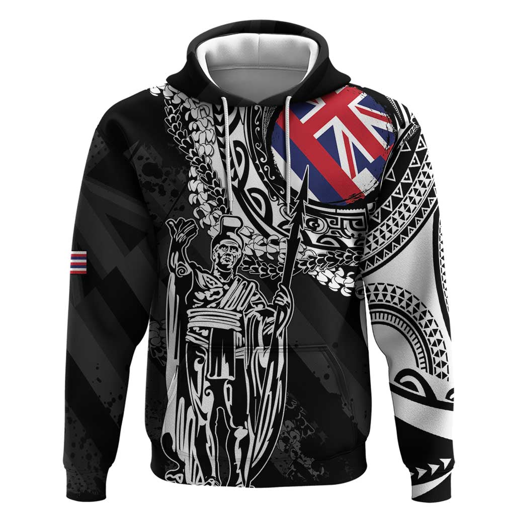 Hawaii King Flag Zip Hoodie Hawaiian Maile Lei - Polynesian Pride