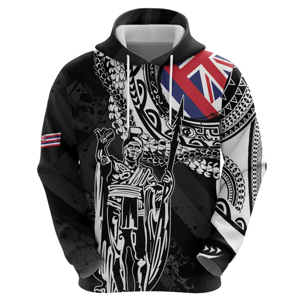 Hawaii King Flag Zip Hoodie Hawaiian Maile Lei - Polynesian Pride