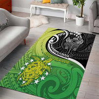 New Zealand Cook Islands Area Rug Maori Tiki With Circle Stars Turtle - Polynesian Pride