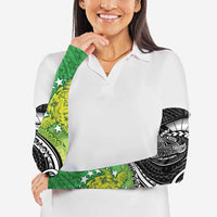Custom New Zealand Cook Islands Arm Sleeves Maori Tiki With Circle Stars Turtle - Polynesian Pride