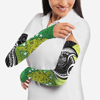 Custom New Zealand Cook Islands Arm Sleeves Maori Tiki With Circle Stars Turtle - Polynesian Pride