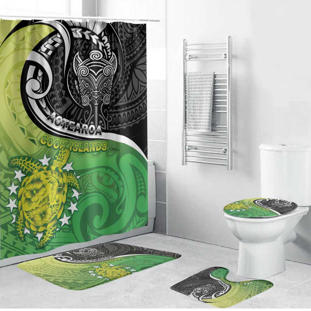 New Zealand Cook Islands Bathroom Set Maori Tiki With Circle Stars Turtle LT05 Bathroom Set (4 pcs) Multicolor - Polynesian Pride