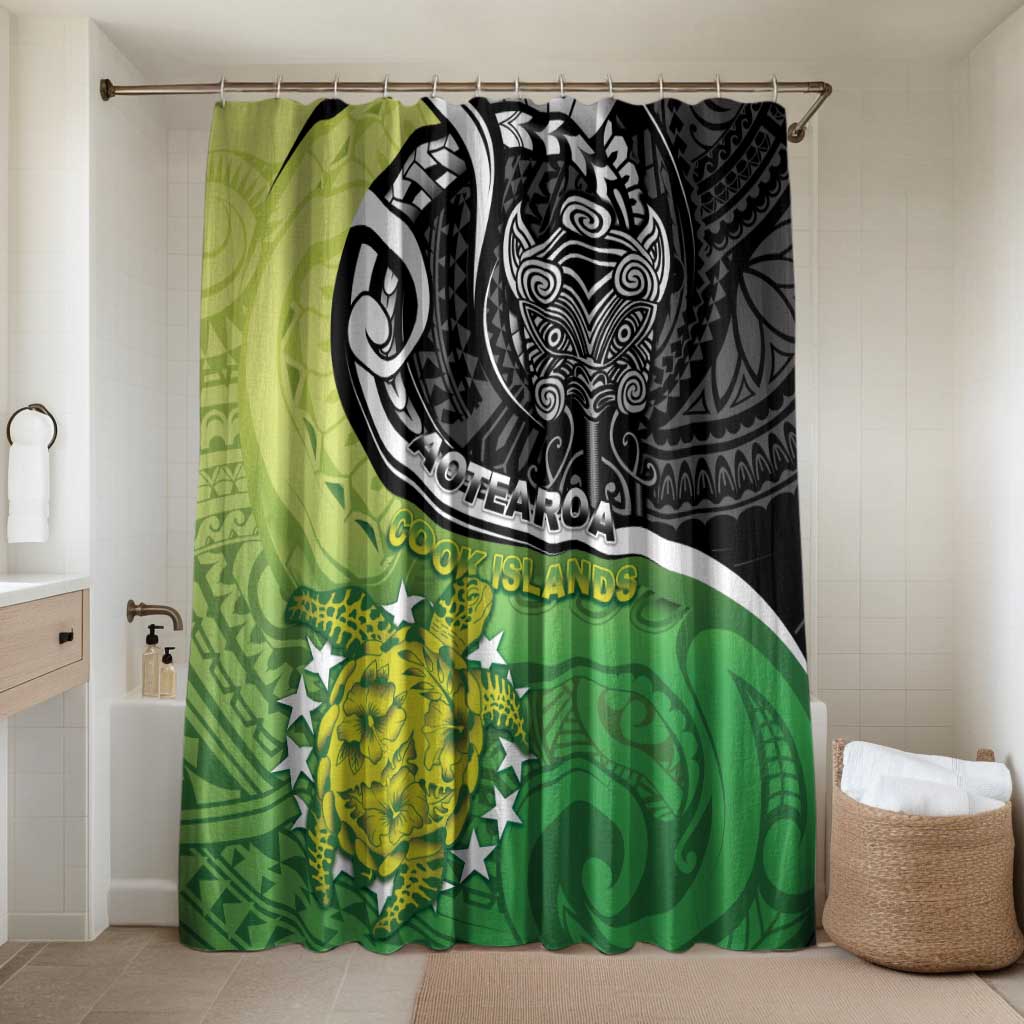 New Zealand Cook Islands Bathroom Set Maori Tiki With Circle Stars Turtle LT05 Shower Curtain Only Multicolor - Polynesian Pride