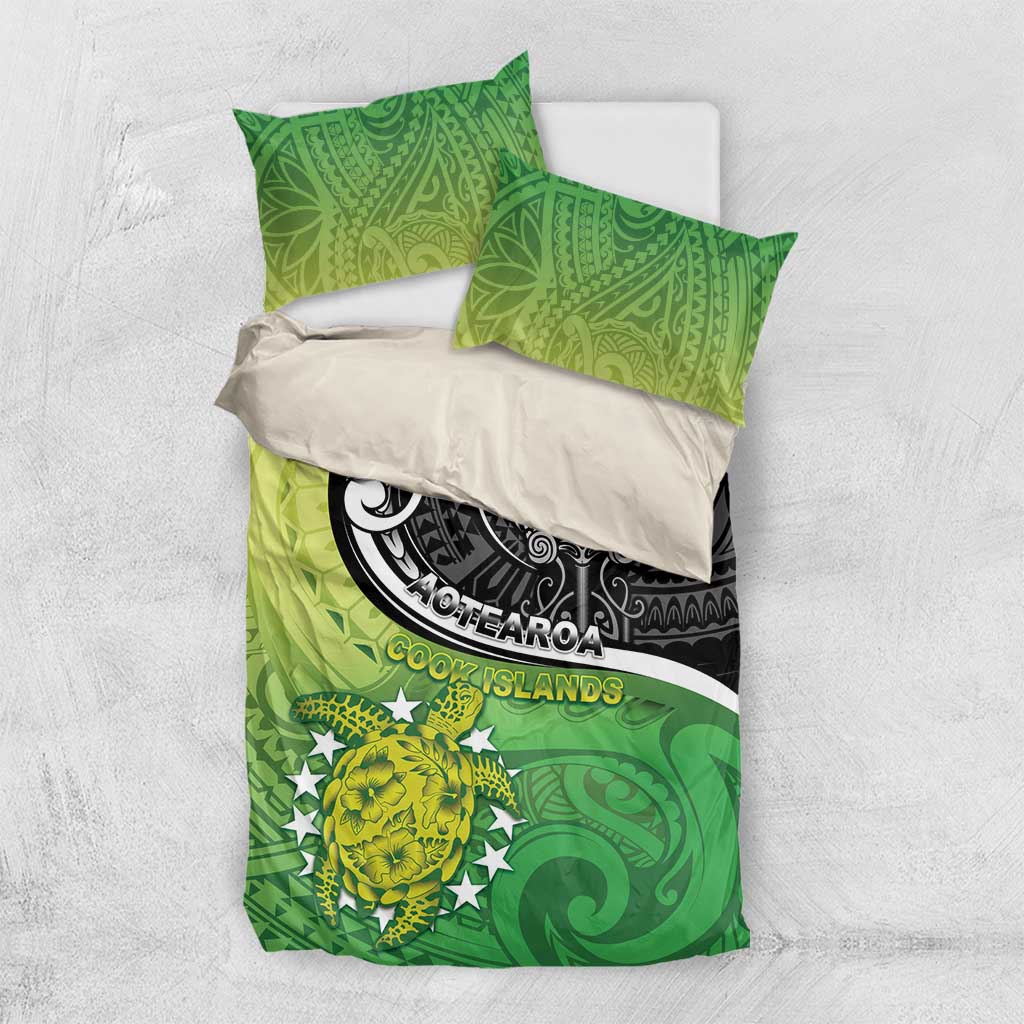 New Zealand Cook Islands Bedding Set Maori Tiki With Circle Stars Turtle - Polynesian Pride
