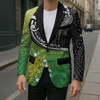 Custom New Zealand Cook Islands Blazer Maori Tiki With Circle Stars Turtle - Polynesian Pride