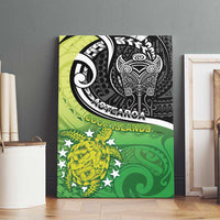 New Zealand Cook Islands Canvas Wall Art Maori Tiki With Circle Stars Turtle - Polynesian Pride