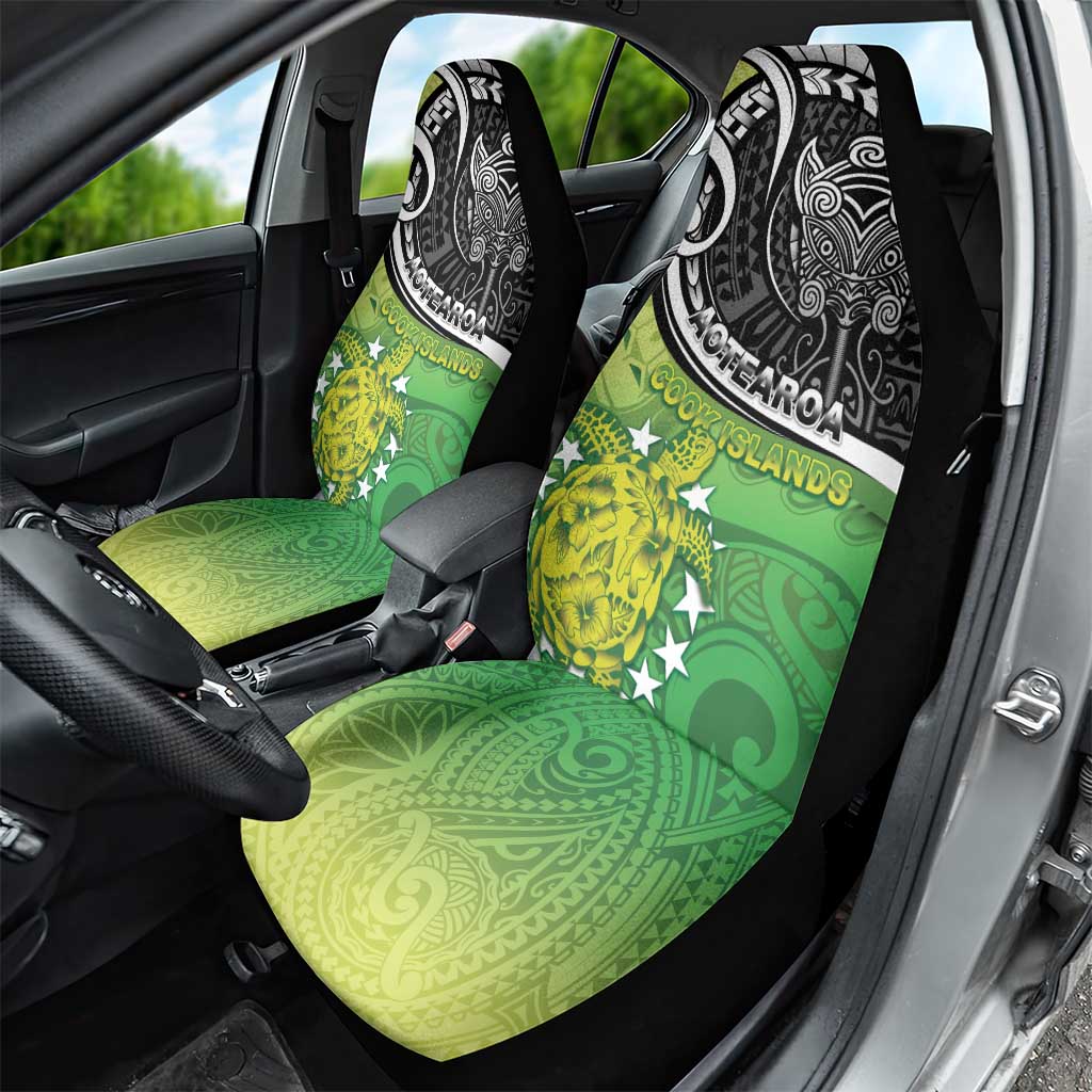 New Zealand Cook Islands Car Seat Cover Maori Tiki With Circle Stars Turtle - Polynesian Pride