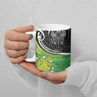 Custom New Zealand Cook Islands Ceramic Mug Maori Tiki With Circle Stars Turtle - Polynesian Pride