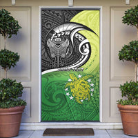 Personalised New Zealand Cook Islands Door Cover Maori Tiki With Circle Stars Turtle LT05 Multicolor - Polynesian Pride