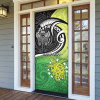 Personalised New Zealand Cook Islands Door Cover Maori Tiki With Circle Stars Turtle LT05 - Polynesian Pride