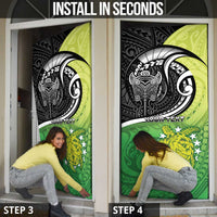 Personalised New Zealand Cook Islands Door Cover Maori Tiki With Circle Stars Turtle LT05 - Polynesian Pride