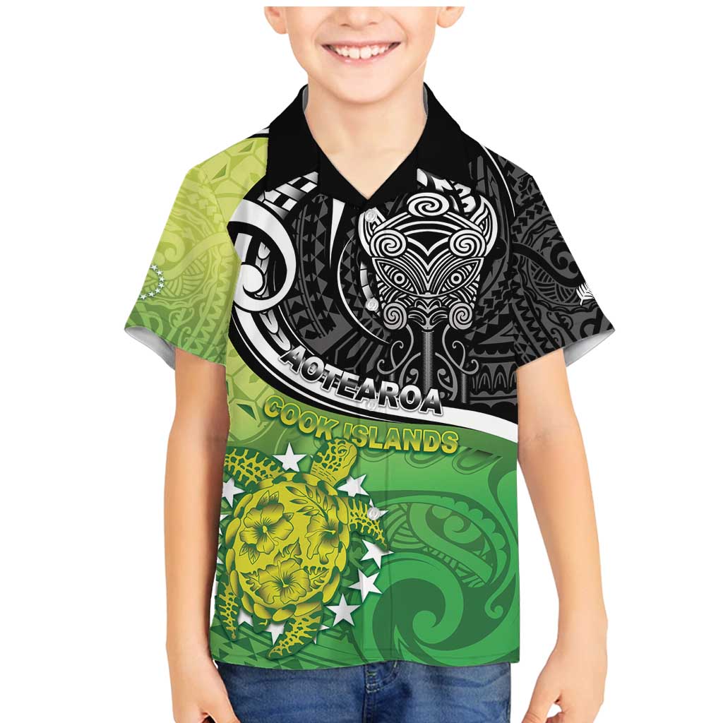 Custom New Zealand Cook Islands Family Matching Mermaid Dress and Hawaiian Shirt Maori Tiki With Circle Stars Turtle - Polynesian Pride