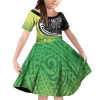 Custom New Zealand Cook Islands Family Matching Off Shoulder Short Dress and Hawaiian Shirt Maori Tiki With Circle Stars Turtle - Polynesian Pride