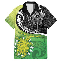 Custom New Zealand Cook Islands Family Matching Short Sleeve Bodycon Dress and Hawaiian Shirt Maori Tiki With Circle Stars Turtle - Polynesian Pride