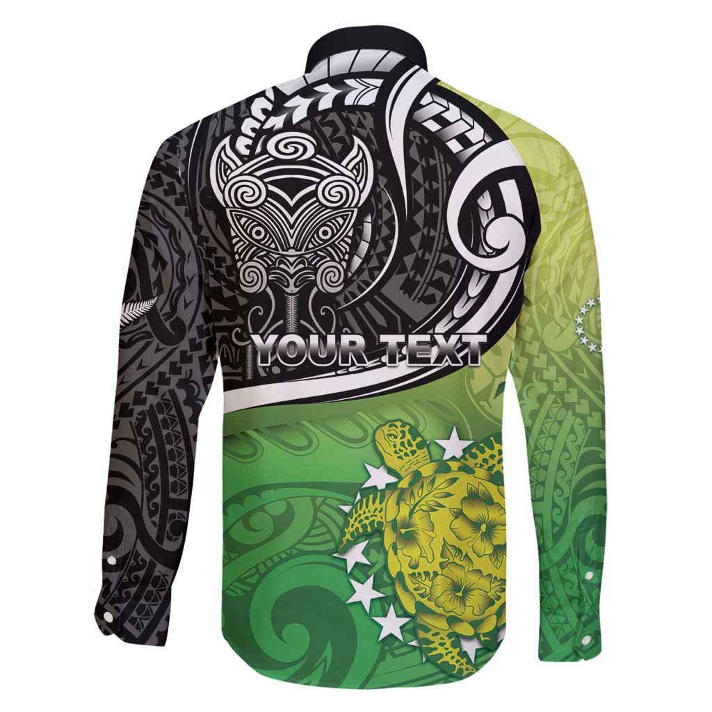 Custom New Zealand Cook Islands Family Matching Tank Maxi Dress and Hawaiian Shirt Maori Tiki With Circle Stars Turtle - Polynesian Pride