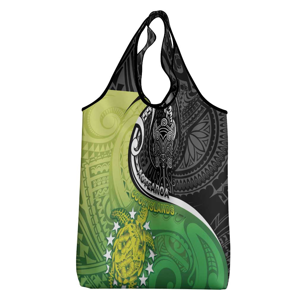 New Zealand Cook Islands Grocery Bag Maori Tiki With Circle Stars Turtle - Polynesian Pride