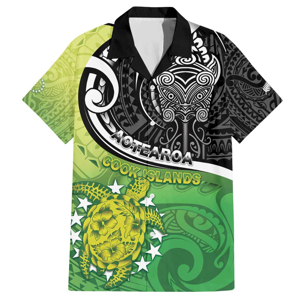 Custom New Zealand Cook Islands Hawaiian Shirt Maori Tiki With Circle Stars Turtle - Polynesian Pride