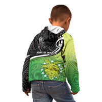 Custom New Zealand Cook Islands Kid Hoodie Maori Tiki With Circle Stars Turtle - Polynesian Pride