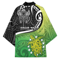 Custom New Zealand Cook Islands Kimono Maori Tiki With Circle Stars Turtle - Polynesian Pride