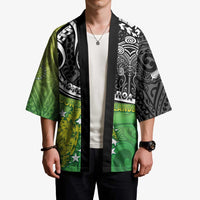 Custom New Zealand Cook Islands Kimono Maori Tiki With Circle Stars Turtle - Polynesian Pride