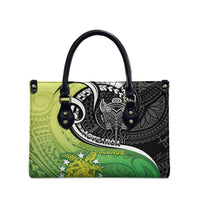 New Zealand Cook Islands Leather Bag Maori Tiki With Circle Stars Turtle - Polynesian Pride