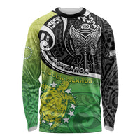 Custom New Zealand Cook Islands Long Sleeve Shirt Maori Tiki With Circle Stars Turtle - Polynesian Pride