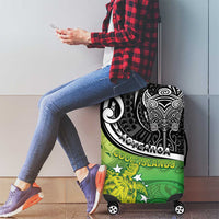 New Zealand Cook Islands Luggage Cover Maori Tiki With Circle Stars Turtle - Polynesian Pride