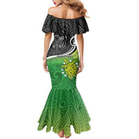 Custom New Zealand Cook Islands Mermaid Dress Maori Tiki With Circle Stars Turtle - Polynesian Pride