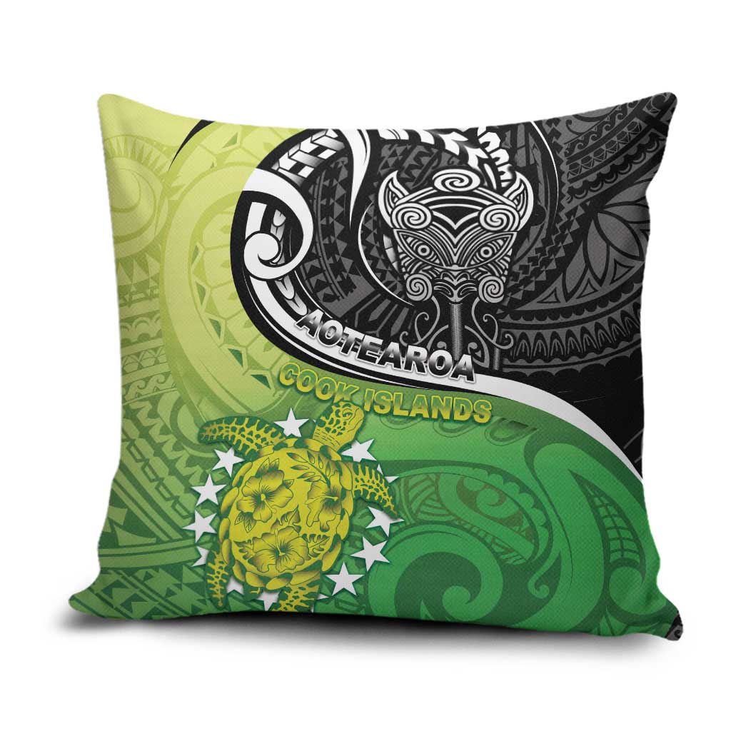 New Zealand Cook Islands Pillow Cover Maori Tiki With Circle Stars Turtle - Polynesian Pride