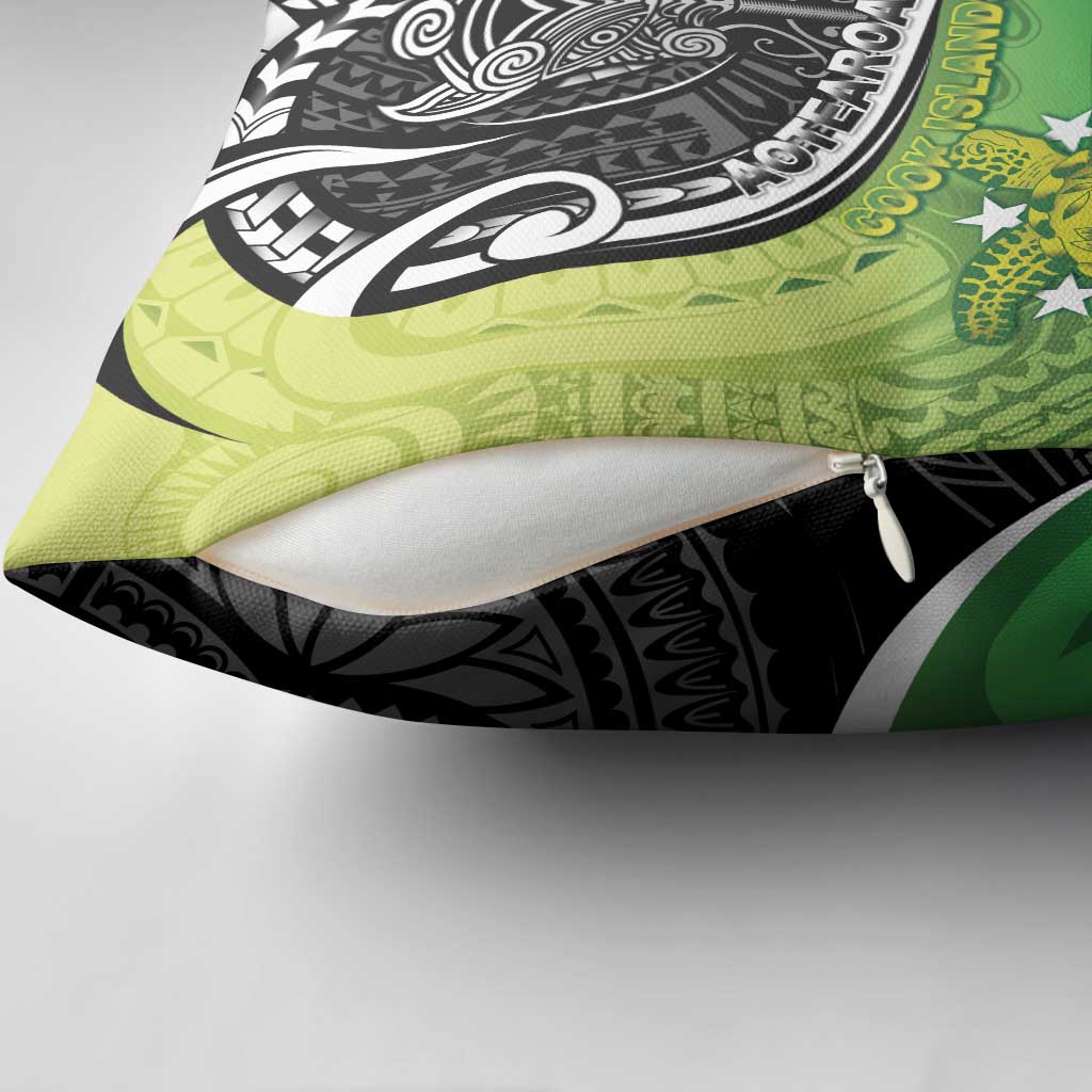 New Zealand Cook Islands Pillow Cover Maori Tiki With Circle Stars Turtle - Polynesian Pride