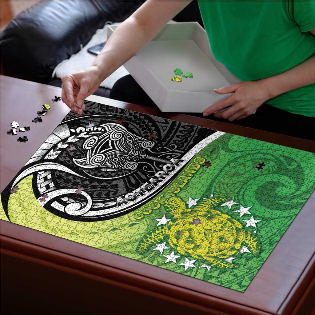 New Zealand Cook Islands Puzzle Maori Tiki With Circle Stars Turtle - Polynesian Pride