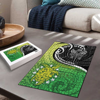 New Zealand Cook Islands Puzzle Maori Tiki With Circle Stars Turtle - Polynesian Pride