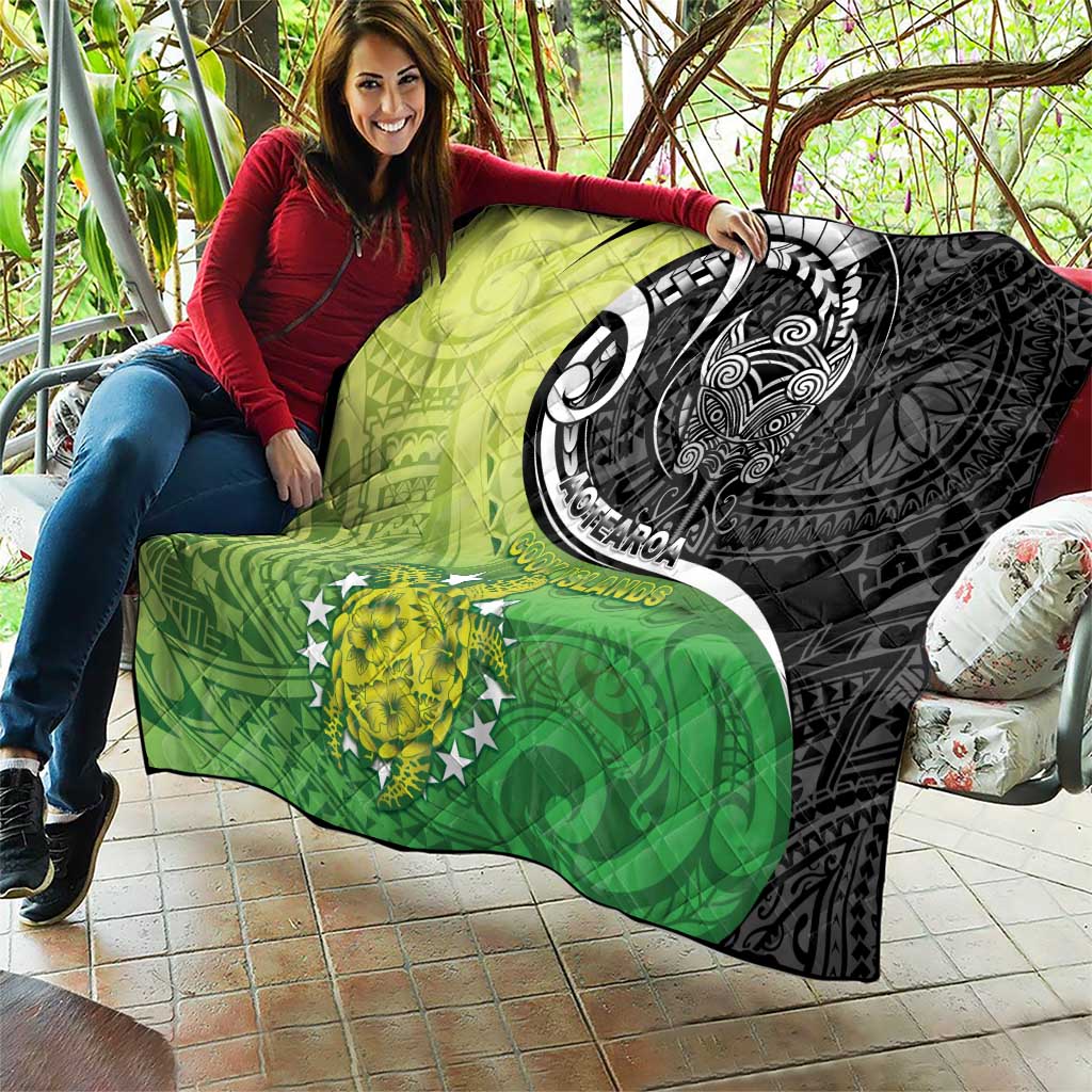 New Zealand Cook Islands Quilt Maori Tiki With Circle Stars Turtle - Polynesian Pride