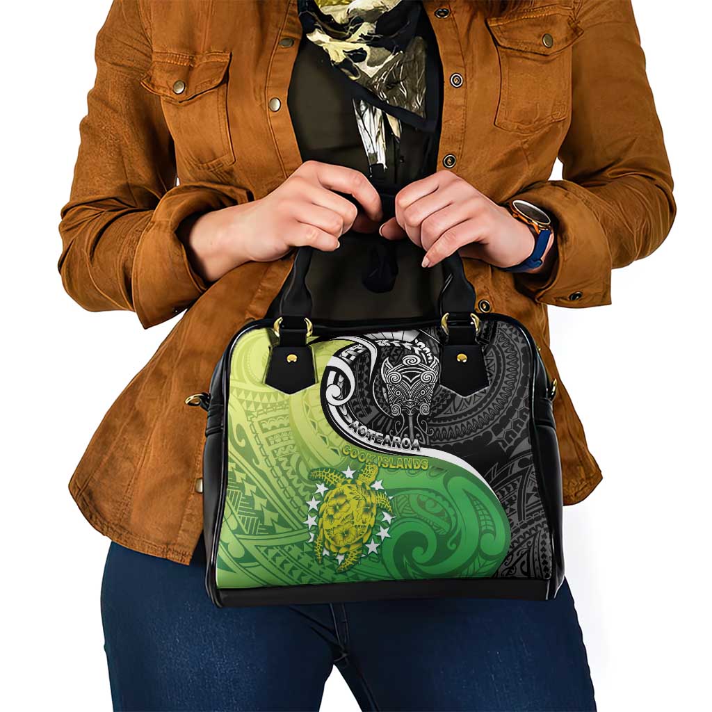 New Zealand Cook Islands Shoulder Handbag Maori Tiki With Circle Stars Turtle - Polynesian Pride