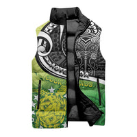 Custom New Zealand Cook Islands Sleeveless Puffer Jacket Maori Tiki With Circle Stars Turtle - Polynesian Pride