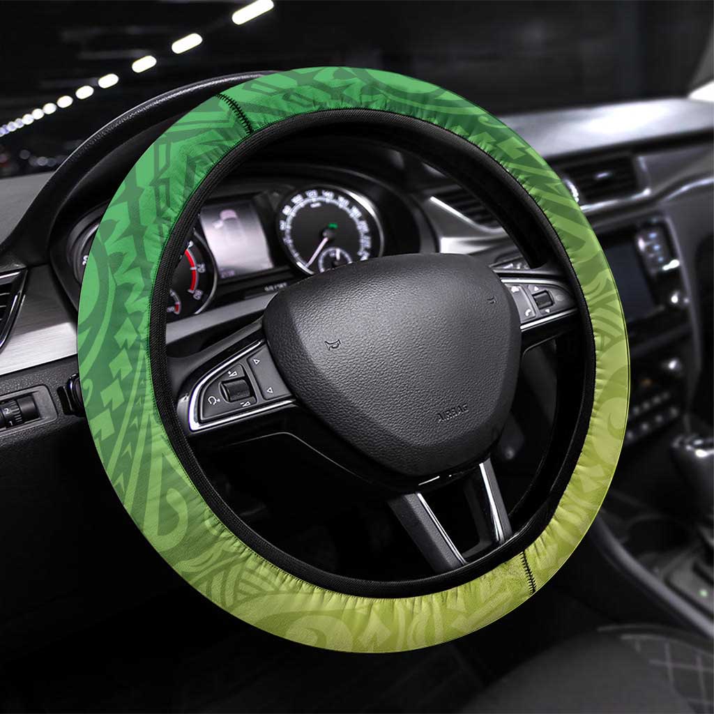 New Zealand Cook Islands Steering Wheel Cover Maori Tiki With Circle Stars Turtle - Polynesian Pride