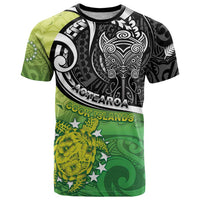 Custom New Zealand Cook Islands T Shirt Maori Tiki With Circle Stars Turtle - Polynesian Pride