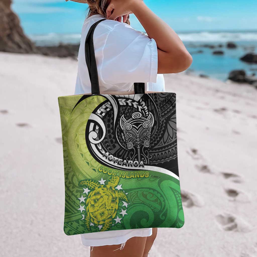 New Zealand Cook Islands Tote Bag Maori Tiki With Circle Stars Turtle - Polynesian Pride