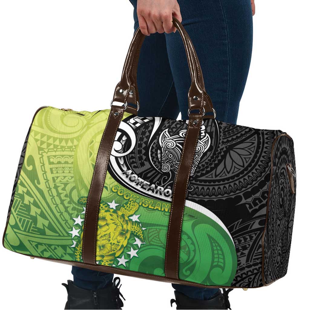 New Zealand Cook Islands Travel Bag Maori Tiki With Circle Stars Turtle - Polynesian Pride