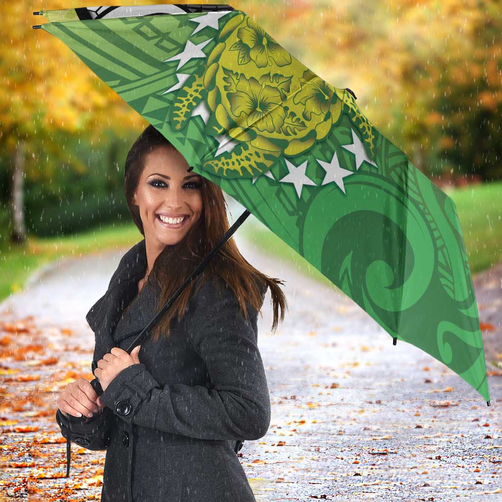 New Zealand Cook Islands Umbrella Maori Tiki With Circle Stars Turtle - Polynesian Pride