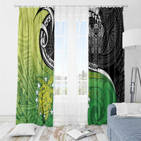 New Zealand Cook Islands Window Curtain Maori Tiki With Circle Stars Turtle - Polynesian Pride