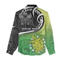 Custom New Zealand Cook Islands Women Casual Shirt Maori Tiki With Circle Stars Turtle - Polynesian Pride