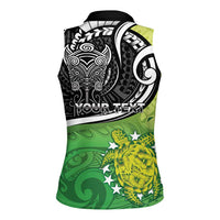Custom New Zealand Cook Islands Women Sleeveless Polo Shirt Maori Tiki With Circle Stars Turtle - Polynesian Pride