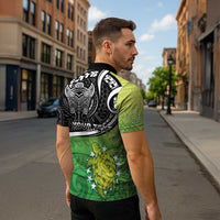 Custom New Zealand Cook Islands Zipper Polo Shirt Maori Tiki With Circle Stars Turtle - Polynesian Pride